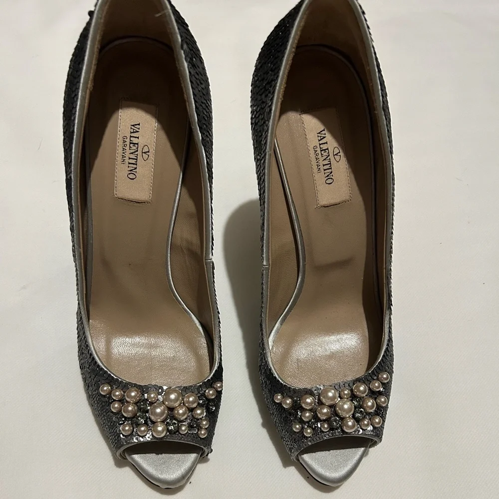 Valentino garavani sequin peep to pumps - Picture 5 of 16